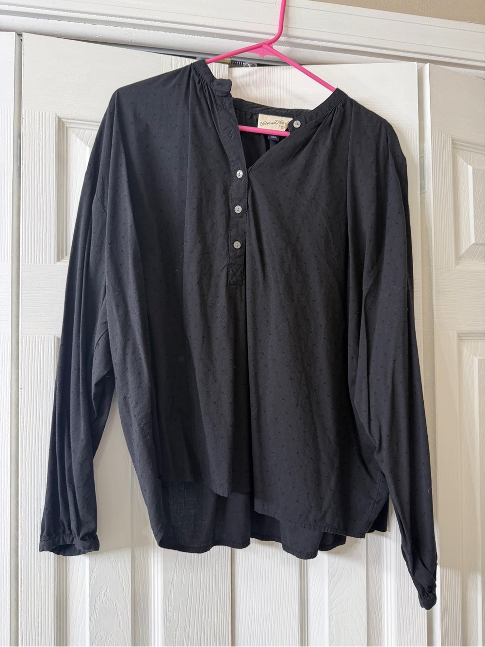 Universal Thread Black Button-Up Henley Top